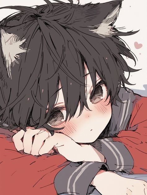 Bunny Boy Pfp, Puppy Boy, Anime Cat Boy, Neko Boy, Bunny Boy, Kawaii Boy, Anime Black Hair, Cat Boys, Anime People