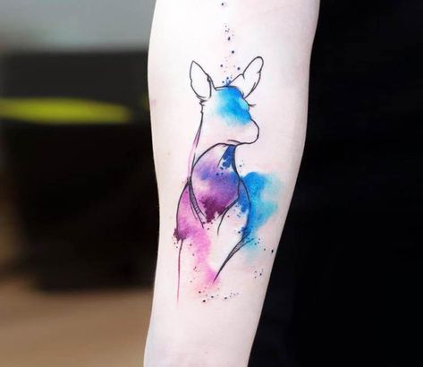 Tattoo photo - Doe tattoo by Miss Pank Tattoo Patronus Tattoo, Doe Tattoo, Small Hummingbird Tattoo, Mum Tattoo, Hp Tattoo, Watercolor Tattoo Flower, Harry Potter Tattoos, Hummingbird Tattoo, World Tattoo