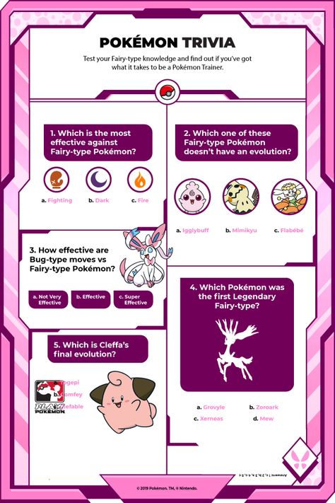 How much do you know about Fairy-type Pokémon? Pokemon Trivia, Eevee Birthday, Kids Airplane Activities, Pokemon Club, Pokemon Party Games, Pokémon Crafts, Pokemon Facts, Pikachu Wallpaper Iphone, Pokemon Crafts