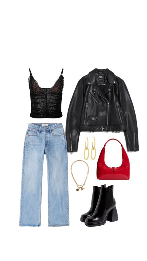 Pop Of Red, Black Lace Top, The Drama, Stylish Bag, Black Leather Boots, Classic Black, Leather Boots, Date Night, Night Out