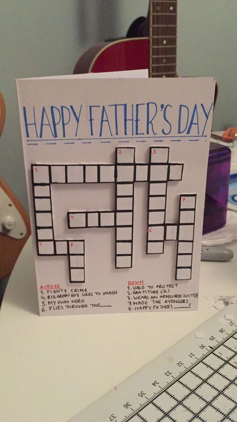 Crossword Father’s Day card - handmade by Jess Crossword Birthday Cards, Happy Birthday Father Card Ideas, Happy Birthday Dad Cards Diy Handmade, Happy Birthday Dad Cards, Diy Father's Day Cards, Happy Fathers Day Cards, Handmade Games, Bday Cards, Happy Birthday Dad