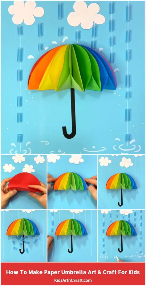 How to Make Paper Umbrella Craft for Kids – Step by Step Tutorial - Kids Art & Craft Crafting Activities, Kids Umbrella, Umbrella Craft, Scratch Book, Incredible Nature, Paper Umbrella, Umbrella Decorations, Craft Fashion, Kids Umbrellas