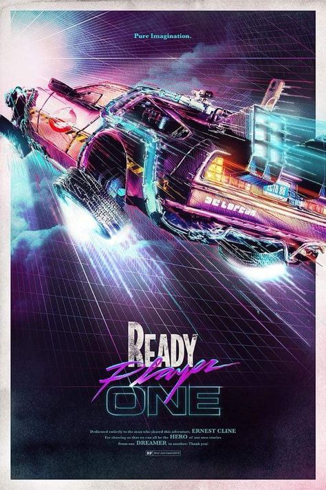 Delorean ecto88 bttf Ready Player one Ready Player One Movie, The Future Movie, Best Movie Posters, New Retro Wave, Ready Player One, Player One, Retro Waves, Alternative Movie Posters, Movie Poster Art