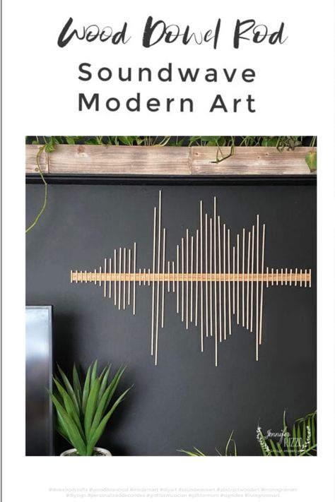 Soundwave Art Diy, Dowel Rod Crafts, Tv Living Room, Sound Wave Art, Outside Art, Family Room Walls, Soundwave Art, Mixed Media Art Canvas, Sound Wave