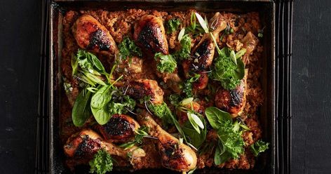 The whole family will enjoy this easy all-in-one miso chicken bake, served with brown rice and greens. Easy One Pot Dinners, One Pan Dinner Recipes, Panini Recipes Chicken, Wings Recipes, Miso Chicken, Sweet Potato Casserole Easy, Pork Curry, Pot Dinners, One Pan Dinner