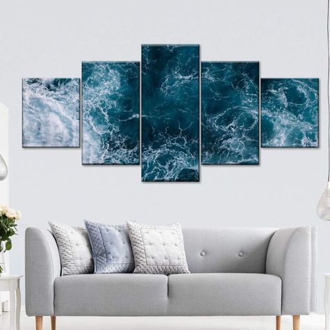 Waves Artwork, Ocean Wave Wall Art, Waves Wall Art, Ocean Room, Multi Panel Wall Art, Work Office Decor, Therapist Office, Room Stuff, Modern Houses Interior