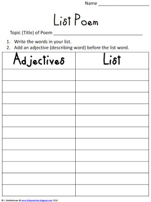 List Poem Template - Freebie List Poems, Kindergarten Poetry, Maniac Magee, List Poem, Poetry Writing Activities, Poem About Myself, Poetry Worksheets, Poem Topics, Poem Template