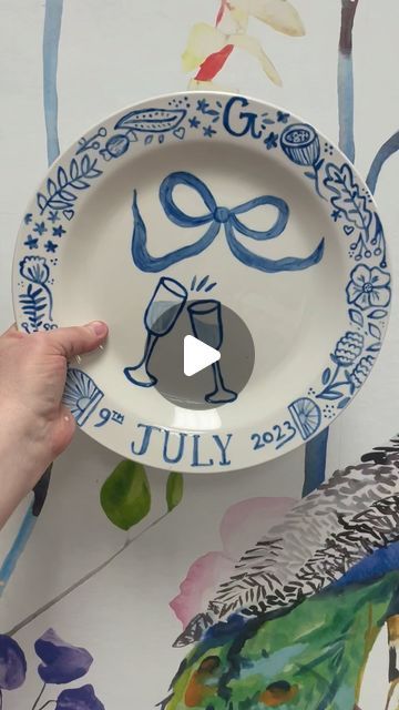 Seize The Clay on Instagram: "Wedding plates are the sweetest way to add a personal touch to your special day!!! Come by and make some memories with us!!! P.S- it’s a great anniversary gift too💗💍🥂🎂 #wedding #pottery #shoplocal #shopmemphis" Anniversary Plates Diy, Diy Painted Wedding Plates, Wedding Pottery Painting Ideas, Wedding Gift Pottery, Special Day Plate, Wedding Plates Painted, Diy Wedding Anniversary Gifts For Him, Anniversary Pottery Painting, Hand Painted Wedding Plate