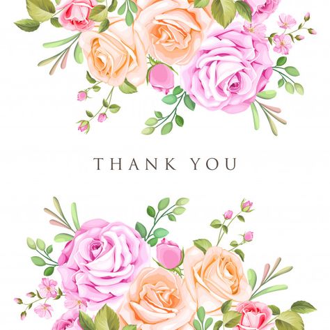 Wedding invitation card with floral and ... | Free Vector #Freepik #freevector #flower #wedding #watercolor #vintage Thank You Messages Gratitude, Thank You Wallpaper, Thank You Wishes, Thank You Images, Leaves Wreath, Thank You Flowers, Watercolor Vintage, Thank You Greetings, Wedding Invitation Card Template