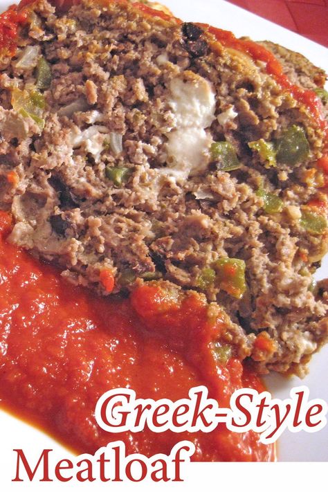 Meatloaf, with Capers, Feta, & Greek Olives - the taste of Greece in an American classic Greek Meatloaf, Flavorful Meatloaf, Savory Meatloaf, Classic Meatloaf, Greek Olives, Super Easy Recipes, Melting Pot, Greek Style, Meatloaf Recipes