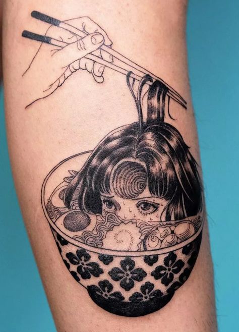 Junji Ito South Korean Tattoo, Korean Tattoo, Korean Tattoo Artist, Surreal Tattoo, Food Tattoos, Korean Tattoos, Manga Tattoo, 4 Tattoo, Inspiration Tattoos