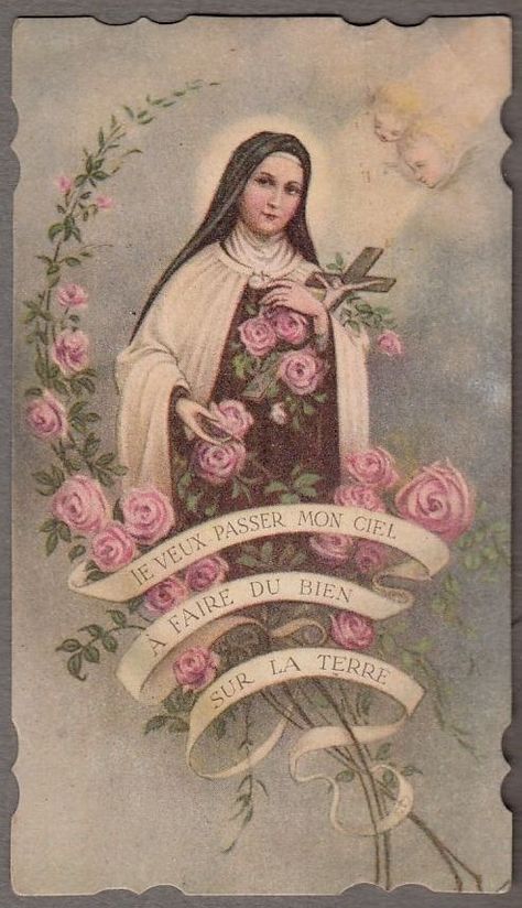 Saint Therese of Lisieux, "The Little Flower". Carmelite Saints, Saint Therese, Vintage Holy Cards, Catholic Pictures, Saint Teresa, St Therese Of Lisieux, Thérèse Of Lisieux, Religious Pictures, Catholic Images