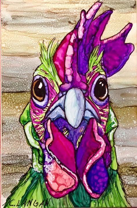 Funky Chicken Art, Chicken Painting Whimsical, Chicken Painting Acrylic, Rooster Art Painting, Funny Animal Paintings, Whimsical Art Animals, Fairy Profile Pictures, Whimsical Chicken Art, Fairy Profile