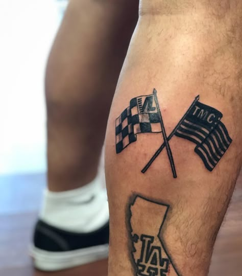 Nipsey Flag Tattoo, Tmc Flag Tattoo, Nipsey Hussle Flag Tattoo, Chequered Flag Tattoo, Tmc Nipsey Hussle Tattoos, Victory Lap Tattoo, Race Flag Tattoo, Tmc Tattoo, The Marathon Continues Tattoo