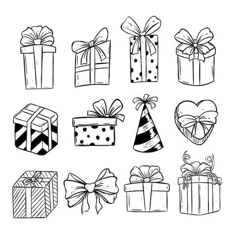 Set of birthday or christmas gift box wi... | Premium Vector #Freepik #vector #present #gift-package #present-box #gift Drawing Ideas Doodles, Christmas Drawing Ideas, Christmas Doodles, Doodle Style, Christmas Drawing, Christmas Gift Box, Iconic Photos, Shoe Art, Vector Photo