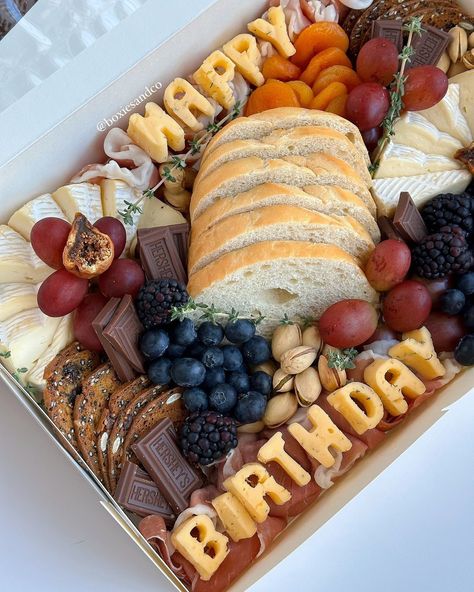 Boxies & Co. | High Desert 92394 | “Happy Birthday” box for a customer 💖 letter boxes available dm for info ✨ #charcuterie #charcuteriebox #charcuterieboard #charcuteria... | Instagram Letter Boxes, Food Mood, High Desert, Birthday Box, Letter Box, First Bite, Charcuterie Board, Happy Birthday, Birthday