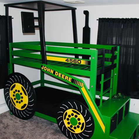 Tractor Bunk Bed, Tractor Bunk Beds, John Deere Bed, Tractor Bed, Bunk Bed Plans, Diy Bunk Bed, Big Bedrooms, Big Kids Room, Bunk Bed Designs