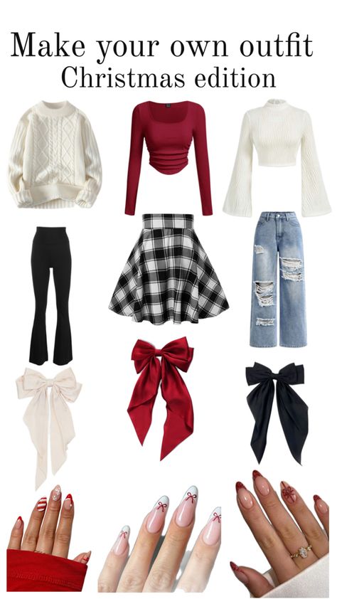 Simple Outfits For Christmas, December Clothes Outfits, Teens Christmas Outfits, Holiday Outfits Teenage Girl, Teen Christmas Outfit Ideas, Outfits To Wear For Christmas, Cute Christmas Outfits For Women Party, Teen Holiday Outfits, Cute Christmas Day Outfits