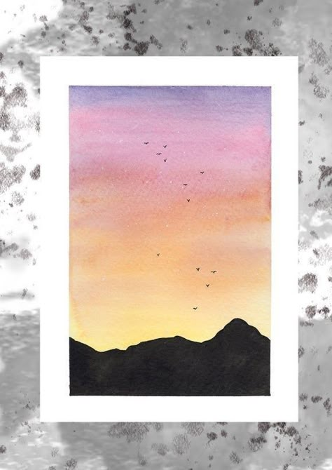 Watercolor Paintings For Beginners, Orange Sunset, Watercolor Sunset, Simple Canvas Paintings, Landscape Paintings Acrylic, Watercolor Paintings Easy, Canvas Painting Designs, 수채화 그림, Small Canvas Art