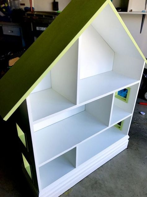 How to Refurbish a Wooden Dollhouse on a Shoestring Budget Dollhouse Bookshelf, Dollhouse Bookcase, Chip And Joanna Gaines, Wooden Doll, Storing Paint, Wooden Dollhouse, Wooden Dolls, Thrift Store Finds, Play House