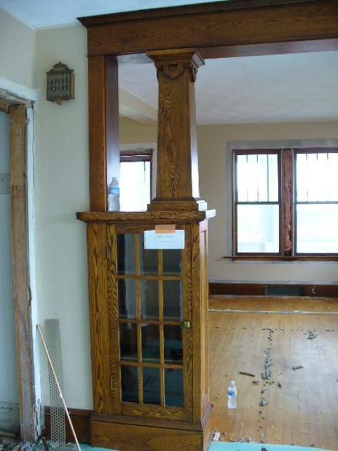 Bookcases With Doors, Craftsman Style Interiors, Craftsman Houses, Craftsman Interiors, Kitchen Dining Room Combo, Craftsman Trim, Craftsman Home Interiors, Craftsman Decor, Sunroom Addition