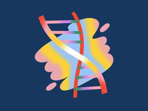 DNA Spot Illustration by Jordan Kay on Dribbble Dna Illustration, Colorful Editorial, Spot Illustration, Learning Design, Medical Illustration, Penguin Random House, Hydro Flask, Random House, Field Guide