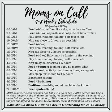 Moms On Call Schedule, Moms On Call, Newborn Sleep Schedule, Newborn Schedule, Baby Routine, Week Schedule, Baby Schedule, Newborn Baby Tips, Baby Sleep Schedule