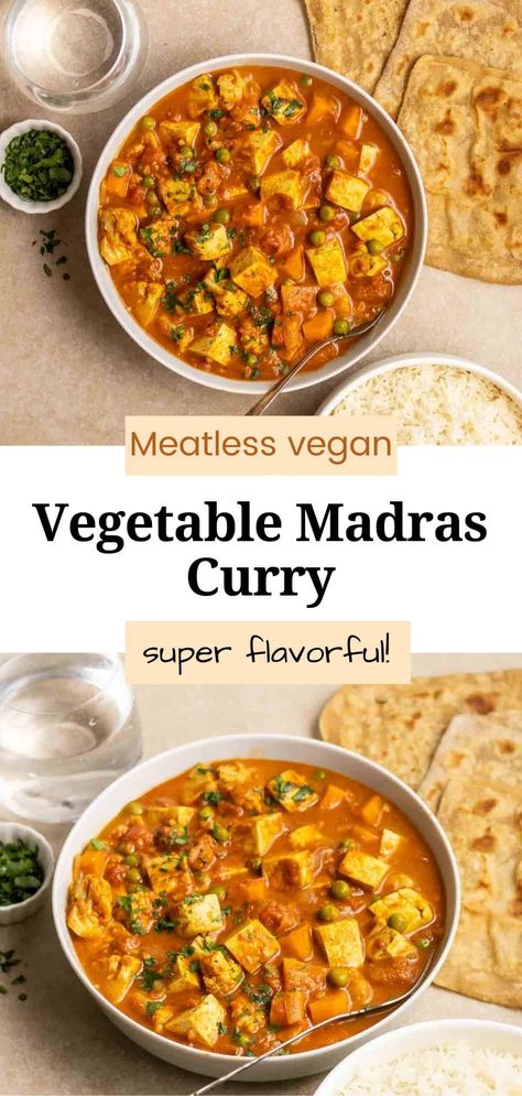 Sweet Potato Chickpea Curry, Curry Recipes Vegetarian, Vegan Curry Recipes, Colorful Veggies, Tofu Curry, Veg Curry, Madras Curry, Vegetarian Curry, Vegan Curry