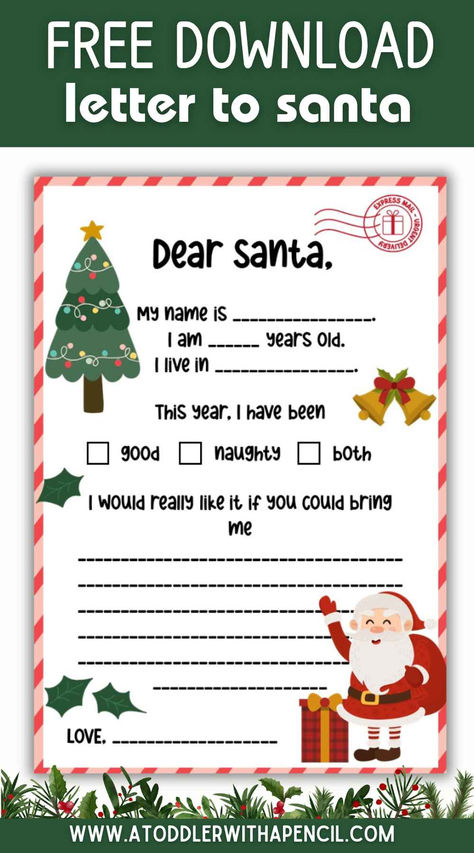 Christmas Letter to Santa Printable Toddler Letter To Santa, Diy Santa Letter To Kid, Letters To Santa Station, Santa Letters To Kids Free Printable, Santa Letter Template Free Printable, Write To Santa, Christmas Fundraiser, Christmas Letter To Santa, Letter To Santa Template