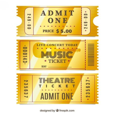 Boletos de oro | Free Vector #Freepik #freevector Golden Ticket Template, Ticket Design Template, Gold Ticket, Music Tickets, Christmas Gift Vouchers, Disco Bar, Gift Voucher Design, Art Deco Invitations, Voucher Design