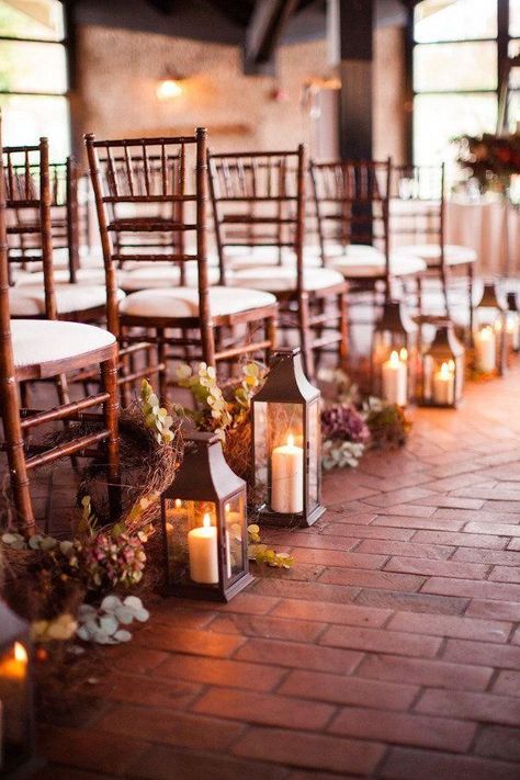 LOVE the lanterns with the flowers - would be great for the aisle                                                                                                                                                                                 More Wedding Aisle Decorations, Wedding Spot, Wedding Ceremony Flowers, Fall Wedding Decorations, Ceremony Flowers, Aisle Decor, Rustic Barn Wedding, Wedding Aisle, Ceremony Decorations