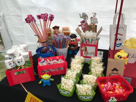 Toy Story Dessert Table Candy Buffet, Toy Story Treats Table, Toy Story Birthday Dessert Tables, Toy Story Dessert Table Ideas, Toy Story Candy Table, Toy Story Candy Table Ideas, Toy Story Desserts, Toy Story Dessert Table, Birthday Candy Table