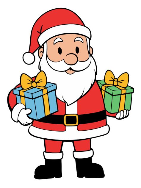 Santa Holding Presents Clipart Santa Claus Cartoon Drawing, Picture Of Santa Claus, Santa Vector Illustration, Christmas Cartoon Images, Santa Claus Illustration Cute, How To Draw Santa Claus, Santa Claus Drawing Illustration, Christmas Cartoon Aesthetic, Christmas Santa Drawing