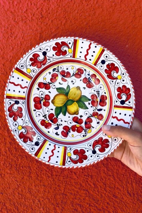 Mediterranean Ceramics, Italian Plates, Italian Pattern, Italian Home Decor, Contemporary Pottery, Patterned Plates, Keramik Design, Italian Pottery, Ceramic Handmade