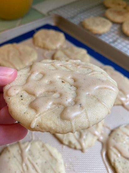 Chai Eggnog Cookies, Chai Tea Cookies Taylor Swift, Chai Tea Desserts, Taylor Swift Cookie Recipe, Taylor Swift Chai Tea Cookies, Egg Nog Cookies, Eggnog Cookie, Egg Nog Cookies Recipe, Eggnog Cookies