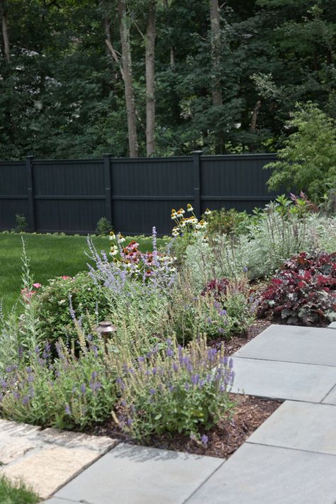 Weekend Design: How to Hide Unsightly Garden Fences in Plain Sight - Times of San Diego Black Garden Fence, Garden Fence Paint, Fence Border, Sydney Gardens, Green Fence, Black Fence, Concrete Fence, Black Garden, Fence Paint