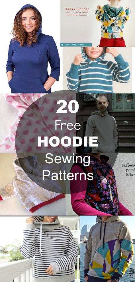 20 Hoodie Free Printable Sewing Patterns: Get access to 20 options to create a Hoodie top, for women, men and kids. READY TO DOWNLOAD THEM? Hoodie Sewing Patterns For Women, Easy Hoodie Sewing Pattern, Free Sweatshirt Sewing Pattern, Hoodie Pattern Sewing Free, Free Sewing Patterns Men, Sweatshirt Pattern Free, Download Free Pdf Sewing Patterns, Diy Hoodie Refashion, Hoodie Sewing Pattern Free