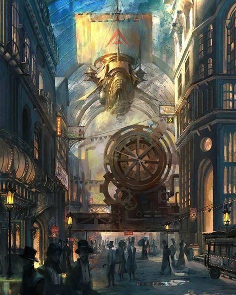 Artist: Le Vuong October 06 2018 at 06:42PM #raypunk Ville Steampunk, Steampunk Background, Steampunk Wallpaper, Steampunk Illustration, Steampunk City, Steampunk Artwork, Steampunk Aesthetic, Steampunk Tendencies, Art Steampunk