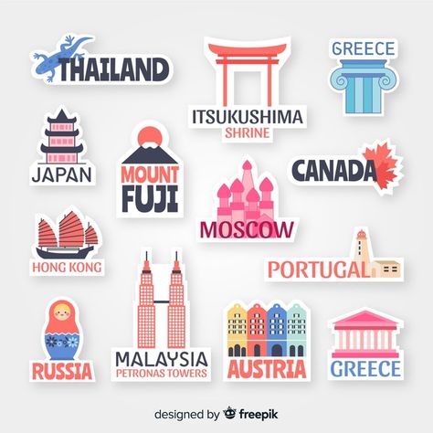 Discover thousands of copyright-free vectors. Graphic resources for personal and commercial use. Thousands of new files uploaded daily. Travel Stickers Printable, Sticker Design Ideas, Magazine Layout Inspiration, File Decoration Ideas, Travel Icon, Stickers Printable, Retro Logos, Travel Stickers, Copyright Free