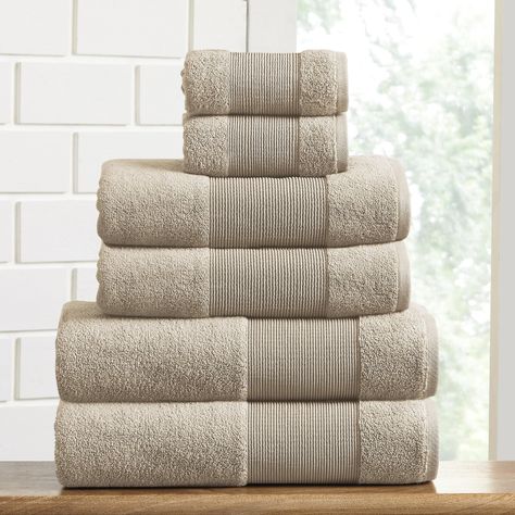 PRICES MAY VARY. Combed Cotton Elevate Your Bathroom With Our Ultra Soft Towel Set: Pillowy soft and plush, our modern Air Cloud 6-Piece Towel Set is perfect for enhancing your bathroom decor and bath times. Crafted from luxurious 500 GSM zero-twist cotton, this elegant set boasts a timeless design that will stylishly complement your personal or guest bathroom. Finished with an extra-thick weave, wrap yourself in spa-like quality every time you step out of the shower or bath. Bath Towels measure Beige Towels, Twist Weave, Fast Results, Luxury Towels, Cotton Bath Towels, Bath Linens, Soft Towels, Bath Towel Sets, Bathroom Towels