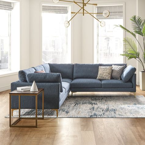 Best Sectional Couches, L Sectional Sofa, L Sectional, Tattoo Modern, Blue Sectional, Sectional Couches, Classic Living Room, Transitional Living Rooms, New Living Room