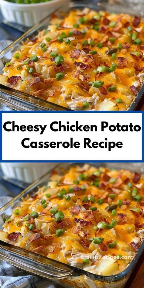 Need new casserole recipes for dinner? This cheesy chicken potato casserole is ideal. A delicious potato side dish that’s quick to prepare, it’s perfect for family dinners and pairs well with other cheesy recipes. Potato Casserole Dinner Recipes, Easy Dinner Recipes Chicken And Potatoes, Shredded Chicken Potato Recipes, Dinner Recipes Chicken And Potatoes, Meals With Shredded Chicken Dinners, Quick Meals With Potatoes, Shredded Chicken Potatoes, Simple Chicken And Potato Recipes, Chicken Potato Recipes Easy