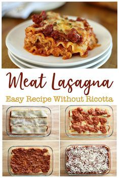 Lasagna Recipe Without Cottage Cheese, Easy Lasagna Recipe Without Ricotta, Easy Meat Lasagna Recipe, Lasagna Without Ricotta Cheese, Easy Meat Lasagna, Meat Lasagna Recipe, Easy Lasagna Recipe With Ricotta, Lasagna No Meat Recipe, Lasagna Recipe Without Ricotta