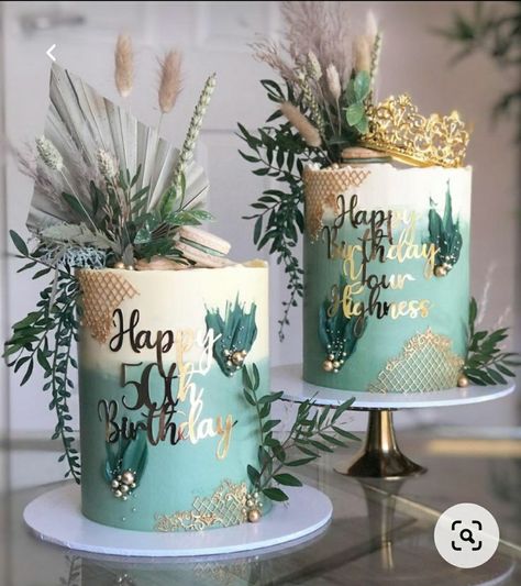 50th Birthday Cake For Women, Latest Birthday Cake, Green Birthday Cakes, Modern Birthday Cakes, 50th Cake, Beautiful Cake Designs, New Birthday, Elegant Birthday Cakes, 40th Birthday Cakes