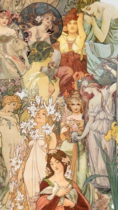 Check out lilacsandlavender003's Shuffles Pink art nouveau vibes #artnouveau #pink #floralcollage Video Banner, Alfons Maria Mucha, Art Nouveau Wallpaper, Mucha Art, Alfons Mucha, Art Nouveau Poster, Y2k Wallpaper, Alphonse Mucha, Art Movement