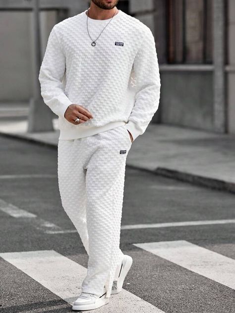 White Sweatpants Outfit, Sweatpants Fit, Jogging Suits, Plus Size Hoodie, Sweats Outfit, White Sweatpants, Sweatpants Outfit, Jogging Suit, Men Plus Size