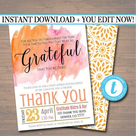 Chalkboard Printables, Appreciation Thank You, Invitation Text, Lds Primary, Coordinating Patterns, Staff Appreciation, Pastel Watercolor, Grateful For You, One Tree