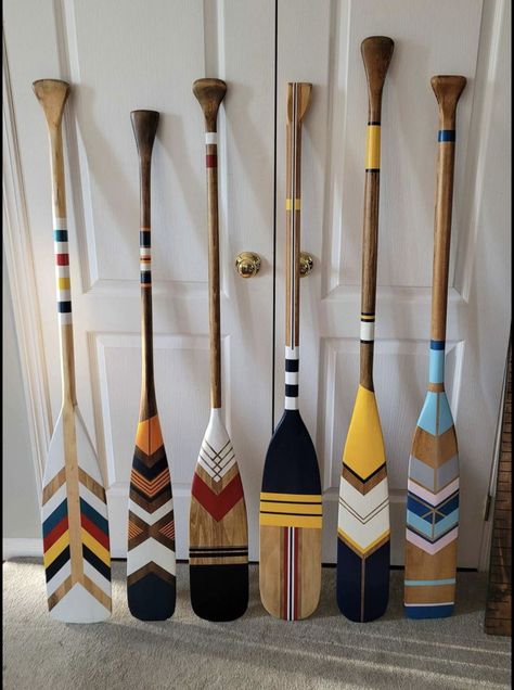 Painted Oars Paddles, Painted Oars, Paddle Decor, Oar Decor, Wooden Oars, Painted Paddles, Canoe Paddles, Deco Marine, Lake Decor