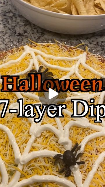 Stephenie on Instagram: "Get ready to spook your taste buds with this Halloween-inspired 7-layer dip! 🕷️ Layered with refried beans, sour cream, salsa, guacamole, and topped with shredded cheese, this dip is as tasty as it is creepy. Use sour cream to pipe spider webs on top and olives to create little spiders for the perfect finishing touch. Serve with chips and watch it disappear faster than a ghost! 👻 #HalloweenSnacks #7LayerDip #SpookyEats #PartyFood

Ingredients:

	•	2 cans refried beans
	•	Sour cream
	•	Salsa
	•	Guacamole
	•	Shredded cheese
	•	Olives
	•	Green onions (optional)

Instructions:

	1.	In a serving dish, layer the refried beans, sour cream, salsa, guacamole, and shredded cheese.
	2.	Fill a cake decorating bag with sour cream and pipe spider webs over the top of the dip. Salsa Guacamole, Guacamole Dip, Halloween Dishes, Layer Dip, Salsa Dip, The Dip, 7 Layer, Halloween Dinner, Spider Webs