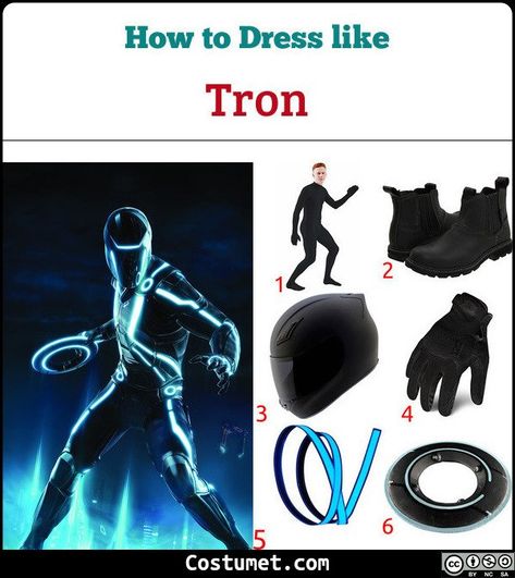 To make your own tron light suit costume, you will need a black bodysuit, black boots, black gloves, a black motorcycle helmet, and electroluminescent strips. #Male #Female #male #movies #Disney #cartoon #female #Tron How To Make A Tron Costume, Tron Legacy Costume Diy, Diy Tron Costume, Tron Legacy Cosplay, Tron Legacy Costume, Tron Outfit, Tron Party, Tron Suit, Tron Cosplay